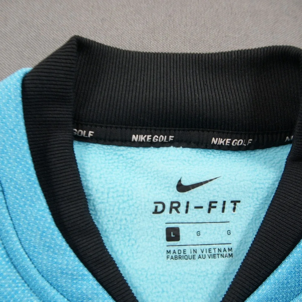 Nike Golf Dri-FIT 1/2 Zip Fleece Lined Pullover Men L 854349-466 Blue Black